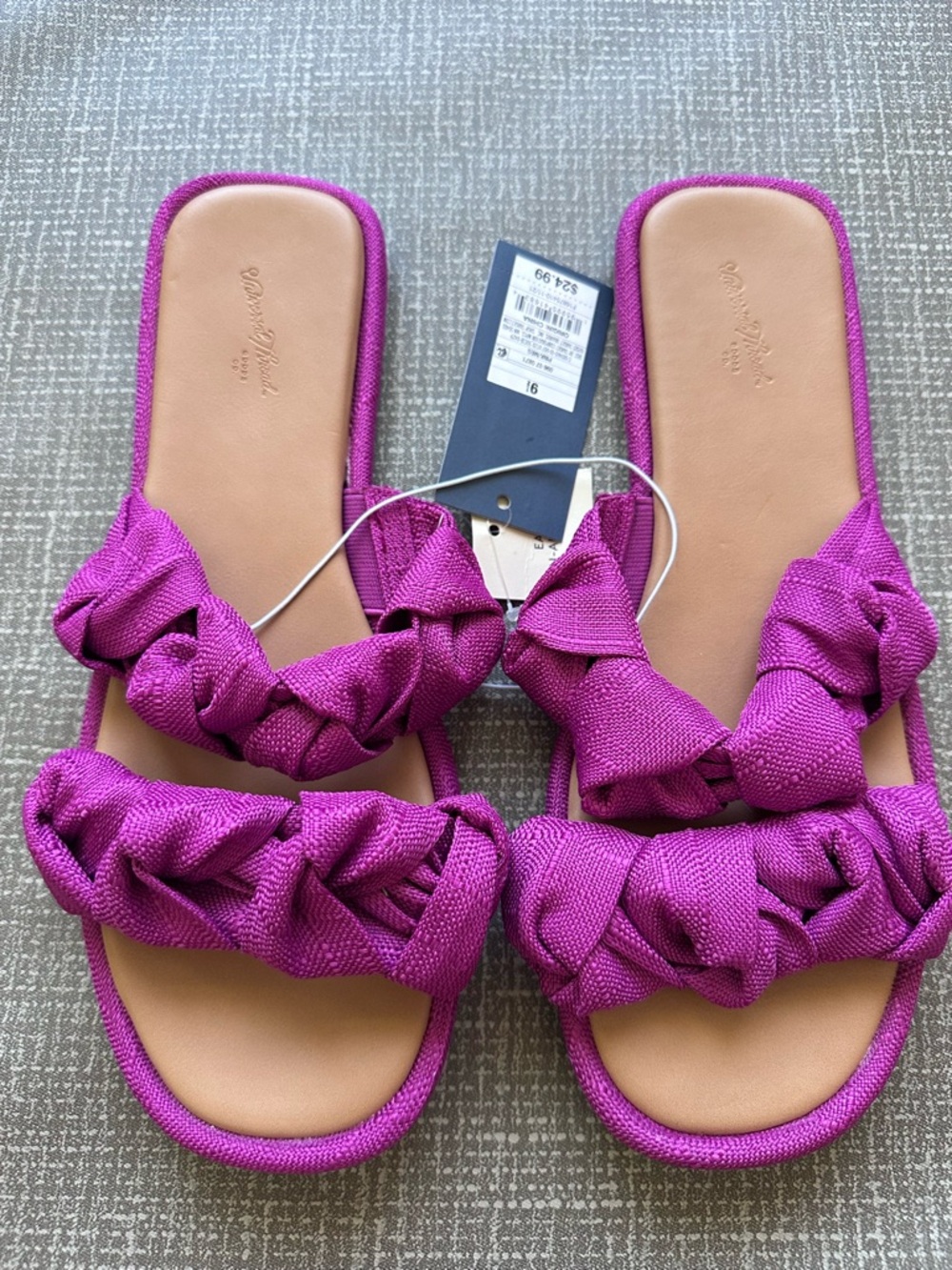 Universal Thread Women’s 9.5 Magenta Pink Knotted Slide Sandals NWT - Picture 2 of 8